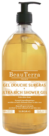 Beauterra gel douche 3 en 1 surgras hypoallergénique flacon pompe
